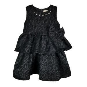 Doe A Dear Girls Size 4T Jewel Floral Dress Sleeveless Tiered Ruffle Bow Black